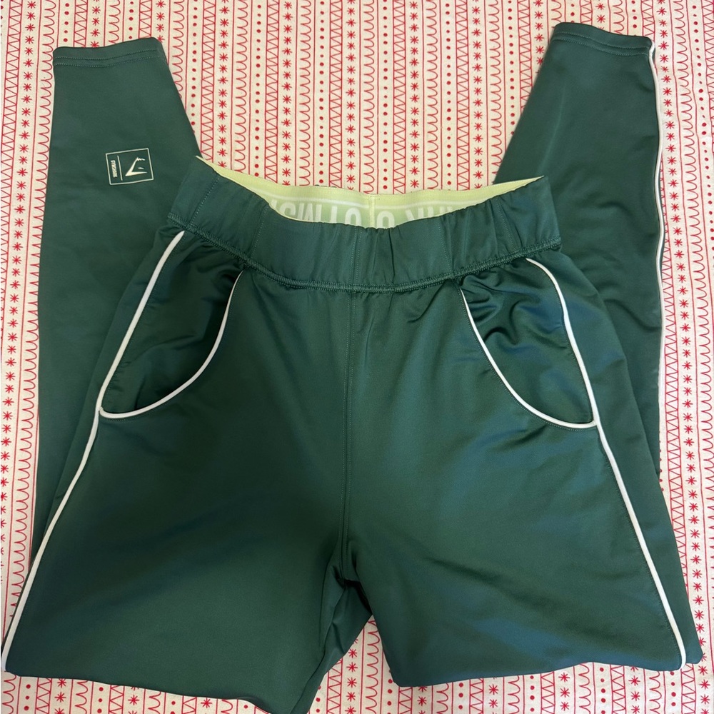 Gymshark Green Track Pants with Elastic Waistband and Tapered Legs